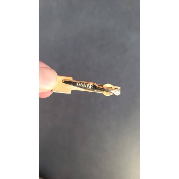 Dante Gold Tone Tie Bar with Black Glass Accent Vintage - Picture 7 of 10